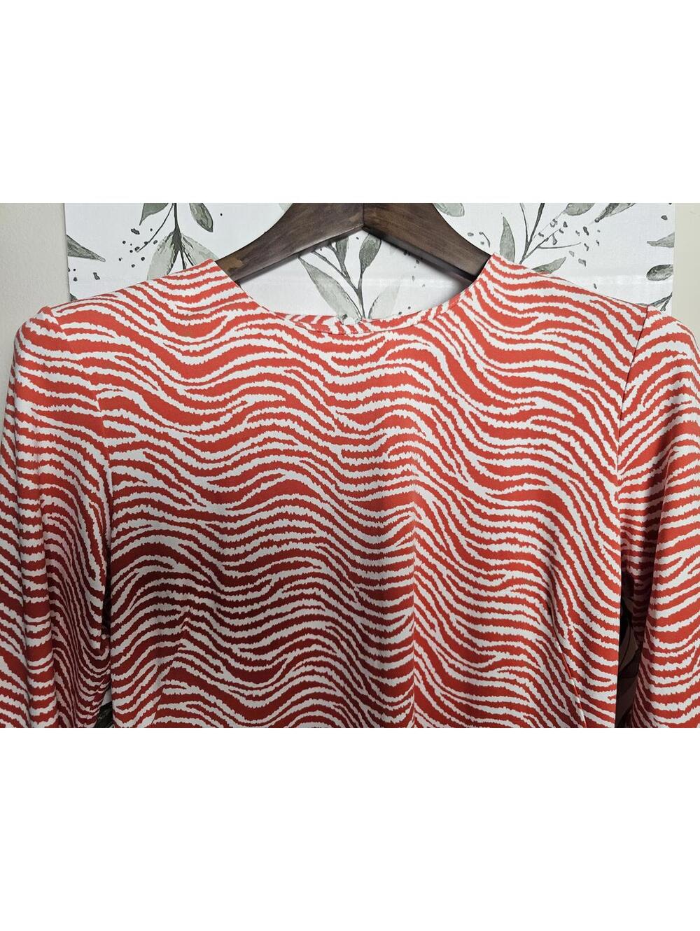 J. McLaughlin Dress White & Orange Womens Size M Zebra S